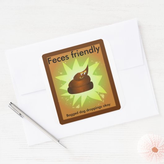 "糞便フレンドリーな"のゴミ箱のステッカー スクエアシール (封筒)