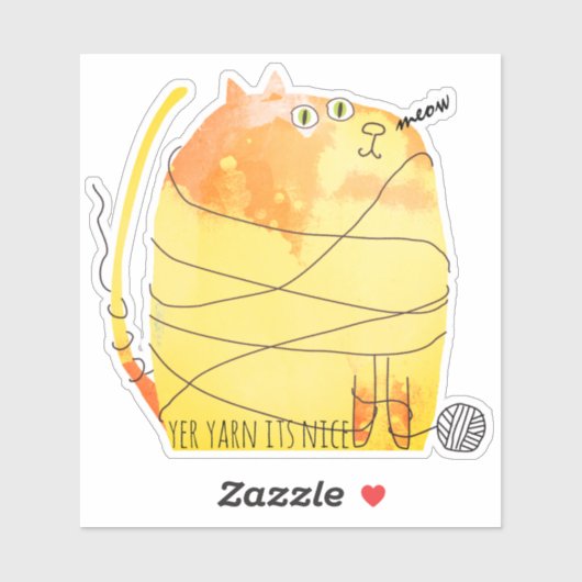 糸おもしろい編み遊編み物付き太ねこ シール (シート)