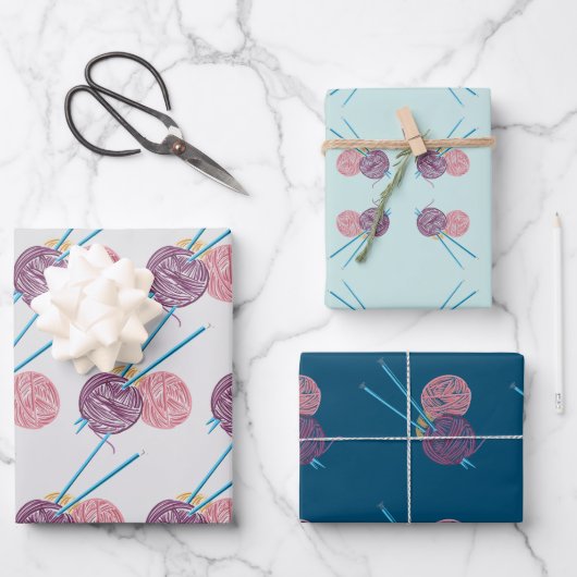 糸および針巻き紙フラットシートセット3 ラッピングペーパーシート (正面)