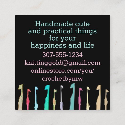 糸かぎ針の水彩ドードル玉 スクエア名刺 (裏面)