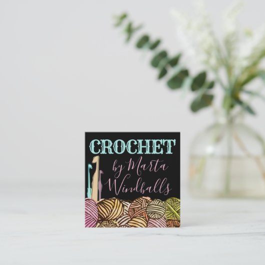 糸かぎ針の水彩ドードル玉 スクエア名刺 (スタンド正面)