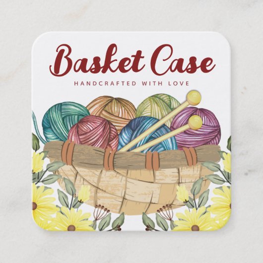 糸かご編み物編み針は正方形を作る スクエア名刺 (正面)