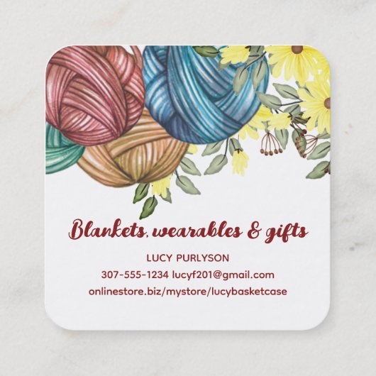 糸かご編み物編み針は正方形を作る スクエア名刺 (裏面)