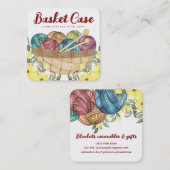 糸かご編み物編み針は正方形を作る スクエア名刺 (正面/裏面)