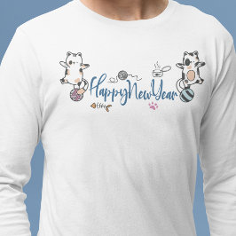 糸でバランスのとれた子猫の幸せな新年 Tシャツ
