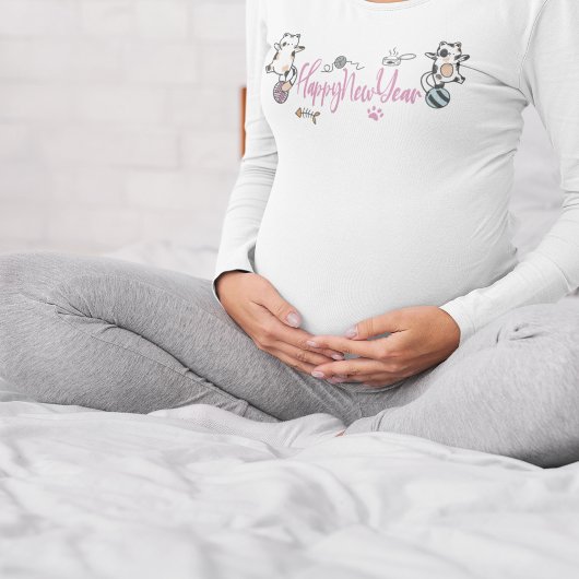 糸でバランスのとれた子猫の幸せな新年 Tシャツ