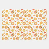 糸で引かれたタイル状のピザパーティー模様 ラッピングペーパーシート (正面3)