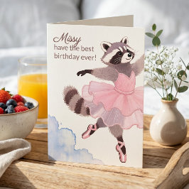 糸で描いたアート バレリーナ 名前と誕生日入り カード