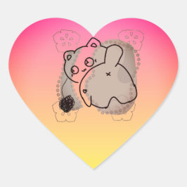 糸で遊ぶ猫 ハートシール