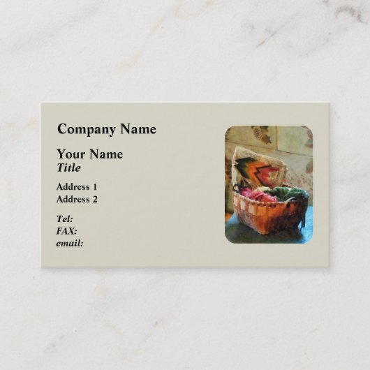 糸とタペストリーを備えたバスケット 名刺 (正面)