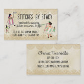 糸とボタンの人々のスプールレース裁縫カード 名刺 (正面/裏面)