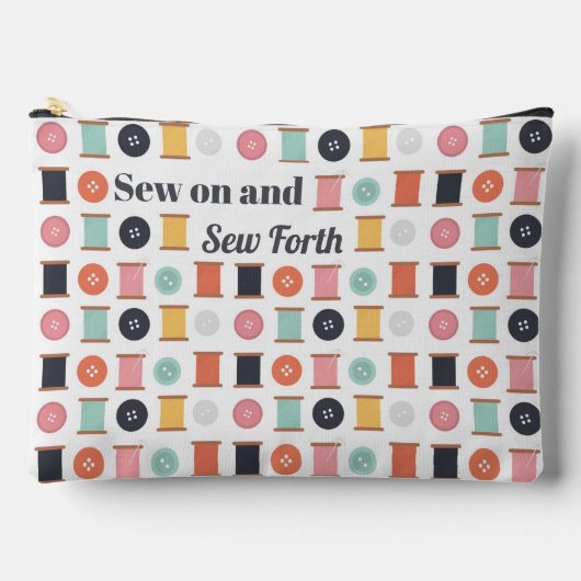 糸と裁縫ボタンキルターのスプール アクセサリーポーチ (正面)