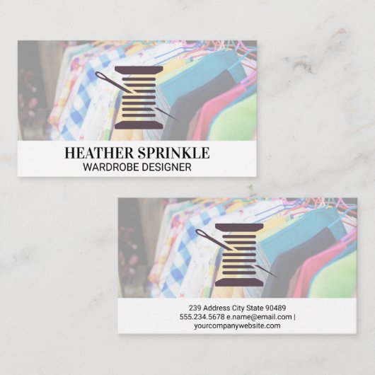 糸と針ぶら下がったの衣服 名刺 (正面/裏面)