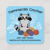 糸のかわいいタヌキのクロシェ針玉 スクエア名刺 (正面)