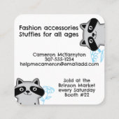 糸のかわいいタヌキのクロシェ針玉 スクエア名刺 (裏面)