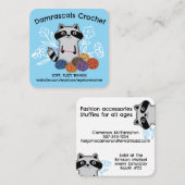 糸のかわいいタヌキのクロシェ針玉 スクエア名刺 (正面/裏面)