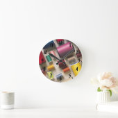 糸のカラフルなスプール ラウンド壁時計 (ホーム)