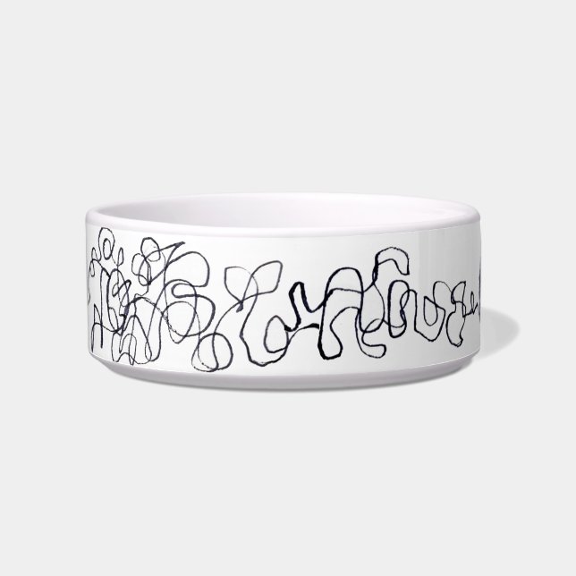 糸の入った猫の食事皿 ボウル (正面)