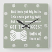 糸の大きなボール・クロシェ工芸室{Dark} スクエア壁時計 (正面)