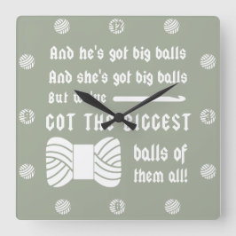 糸の大きなボール・クロシェ工芸室{Dark} スクエア壁時計