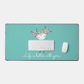 糸の愛お洒落女の子のカスタマイズ可能 デスクマット (キーボード&マウス)