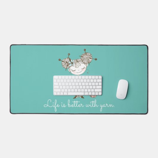 糸の愛お洒落女の子のカスタマイズ可能 デスクマット (キーボード&マウス)