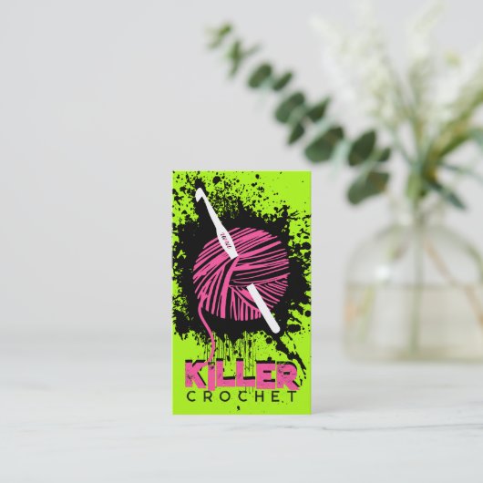 糸の爆発クロシェのフックのクラフトショー包装 名刺 (スタンド正面)