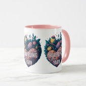 糸の糸を入れていもしない – かわいい鳥のハート マグカップ (正面右)