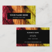 糸の編み物手紡ぎで赤橙黄色の写真 名刺 (正面/裏面)