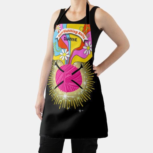 糸の編み物針がグルービーヒッピーの虹の工芸品 エプロン (インサイチュ)