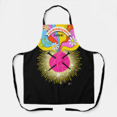 糸の編み物針がグルービーヒッピーの虹の工芸品 エプロン (正面)