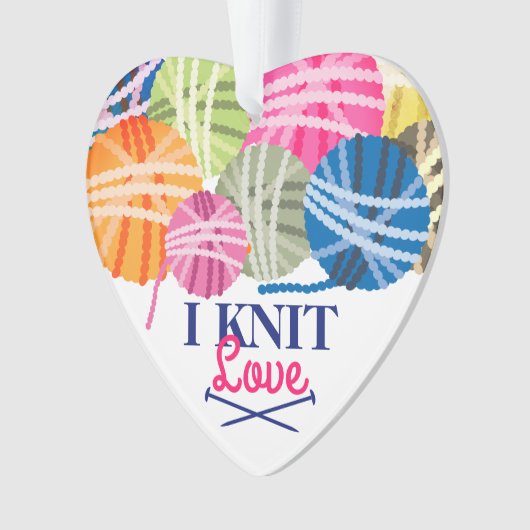 糸の編み物針はクリスマスパーソナライズされたが大好き オーナメント (正面)