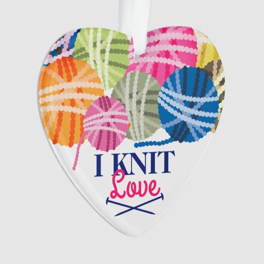 糸の編み物針はクリスマスパーソナライズされたが大好き オーナメント (正面)