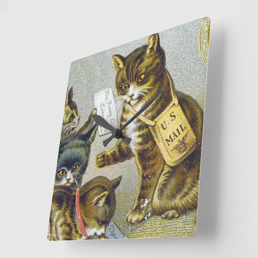 糸の貿易カード1880年 スクエア壁時計 (傾斜)