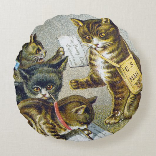 糸の貿易カード1880年 ラウンドクッション (正面)