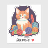 糸の防水付き猫 シール (シート)