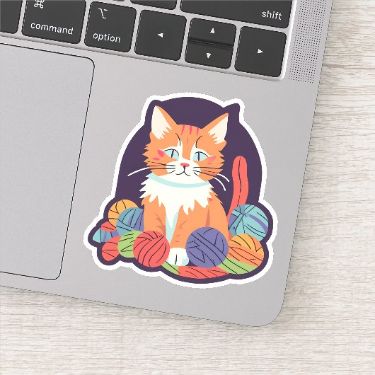 糸の防水付き猫 シール (詳細)