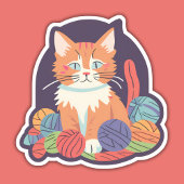 糸の防水付き猫 シール