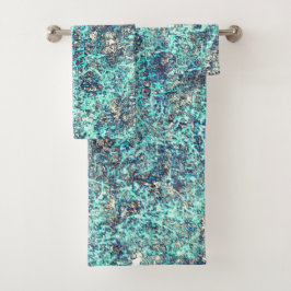 糸またはスポンジ状の青と灰色の絡み バスタオルセット