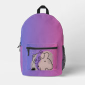 糸よくはしゃぐ付き猫 プリントバックパック (正面)