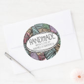 糸カラフルの編み物編み物のドードル玉 ラウンドシール (封筒)