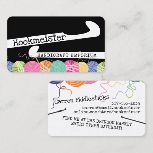 糸カラフル玉かぎ針 名刺 (正面/裏面)