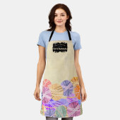 糸カラフル編み物かぎ棒手船のクラフトショー エプロン (着用した状態)