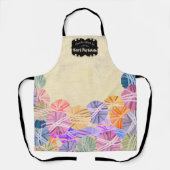 糸カラフル編み物かぎ棒手船のクラフトショー エプロン (正面)