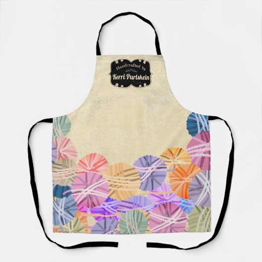 糸カラフル編み物かぎ棒手船のクラフトショー エプロン (正面)