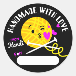 糸キッシー顔編み物針の手作り ラウンドシール