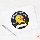 糸キッシー顔編み物針の手作り ラウンドシール (封筒)