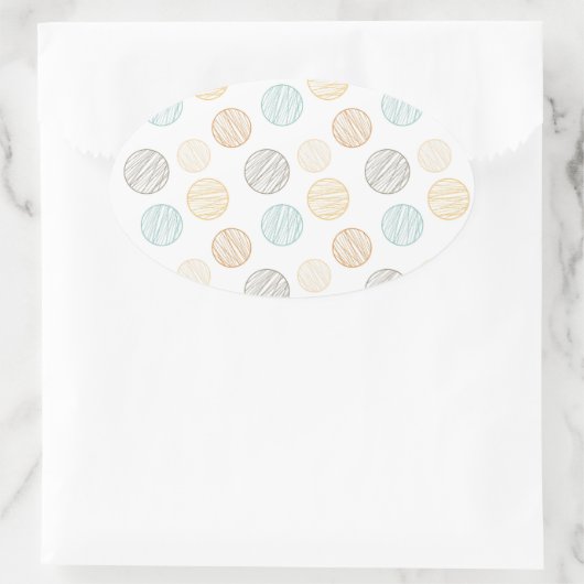 糸クール模様カラフルギフトの色あせ玉 楕円形シール (バッグ)