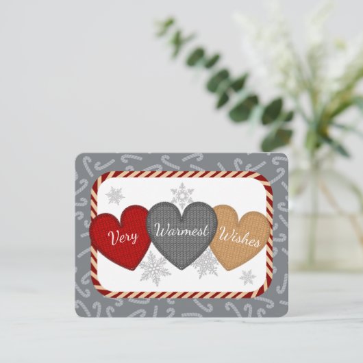 糸セーターハート編み物クロチェットクリスマス シーズンカード (スタンド正面)