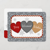 糸セーターハート編み物クロチェットクリスマス シーズンカード (正面/裏面)